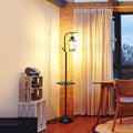 Industriell moderne gulvlampe i svart jern med bord | livraina