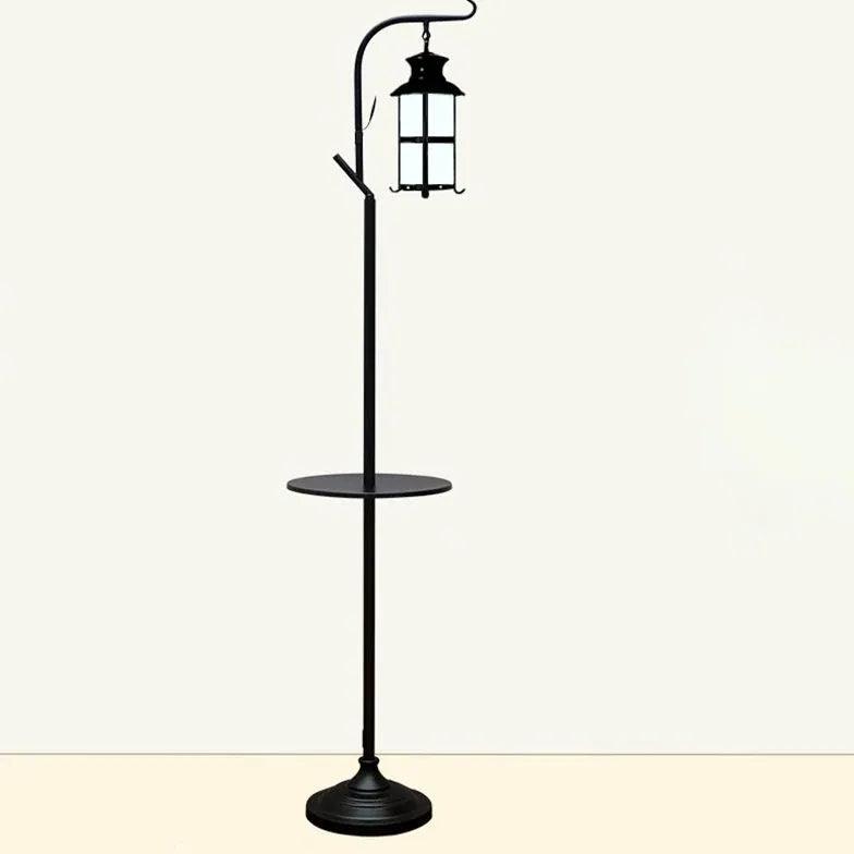 Industriell moderne gulvlampe i svart jern med bord | livraina