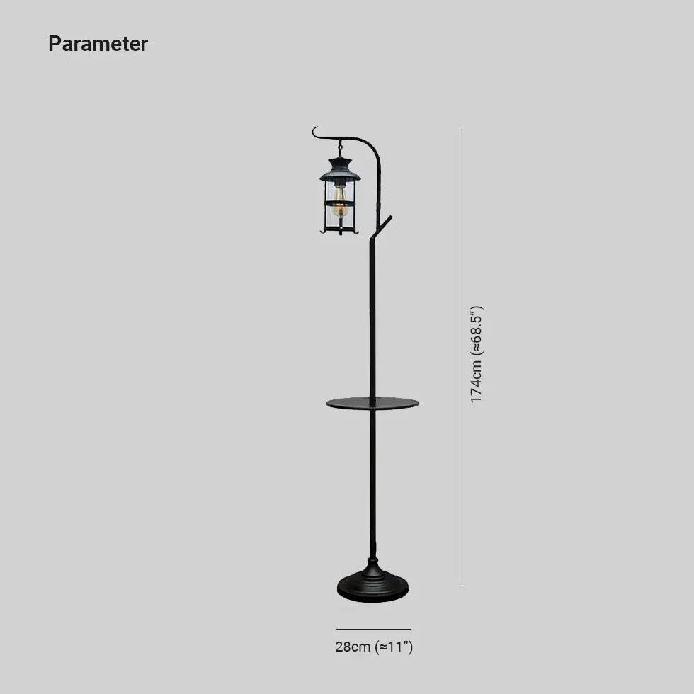 Industriell moderne gulvlampe i svart jern med bord | livraina