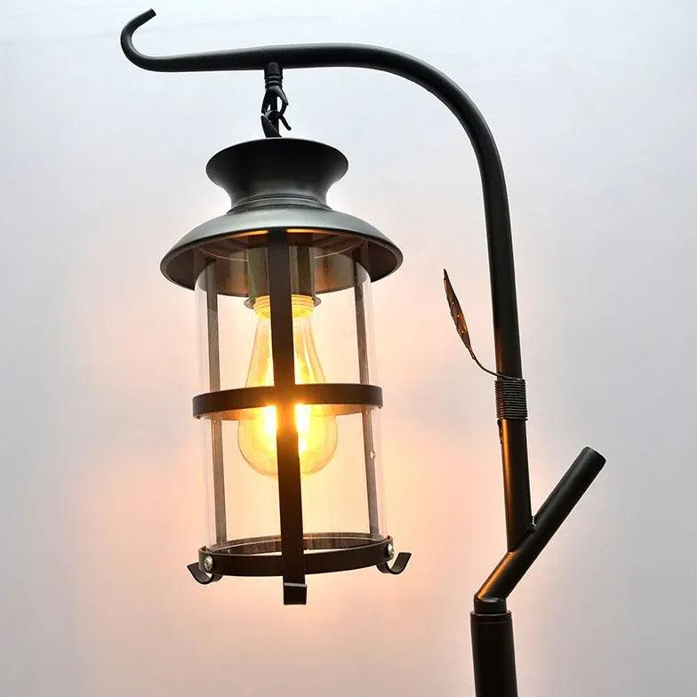 Industriell moderne gulvlampe i svart jern med bord | livraina