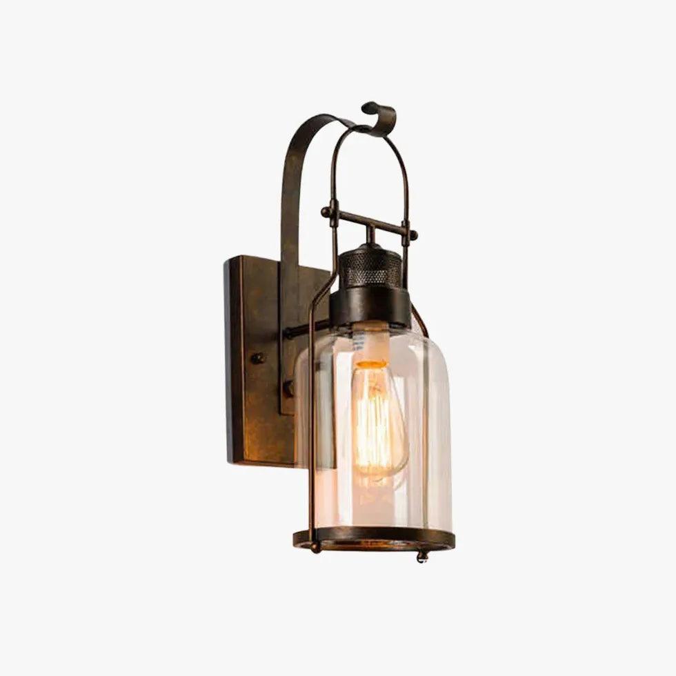 Svart glassvegglampe med vintage jern design til trappeoppgangen | livraina