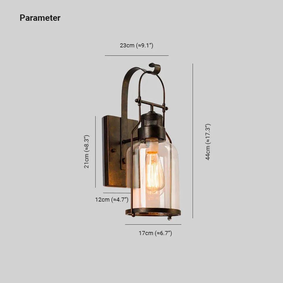 Svart glassvegglampe med vintage jern design til trappeoppgangen | livraina