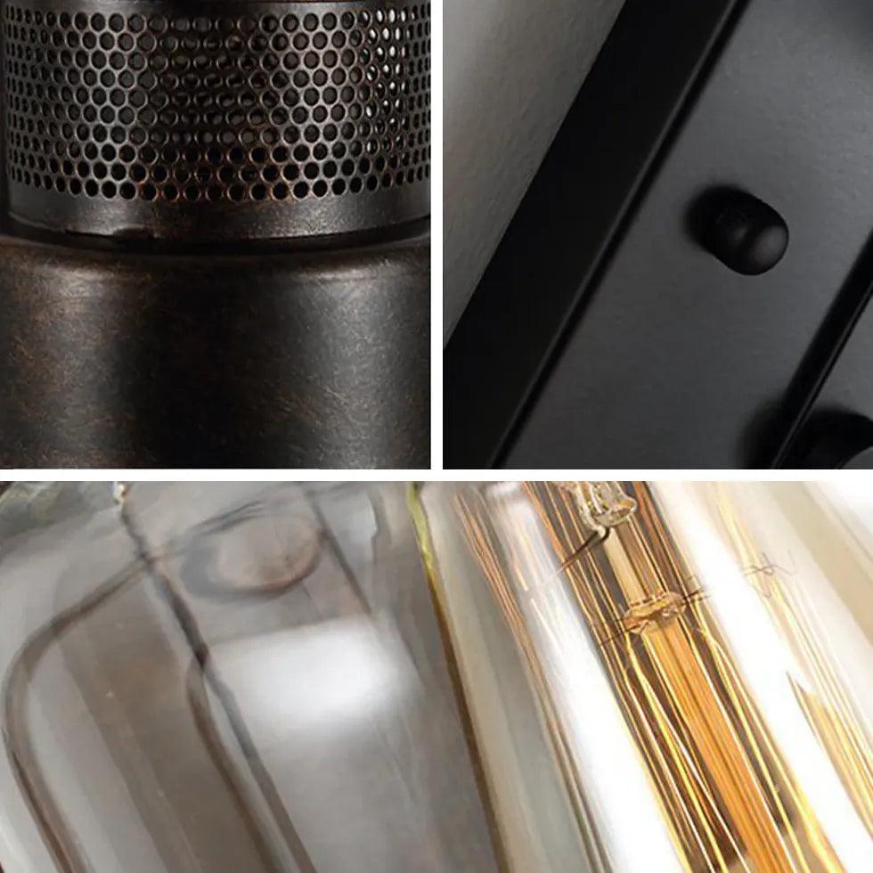 Svart glassvegglampe med vintage jern design til trappeoppgangen | livraina