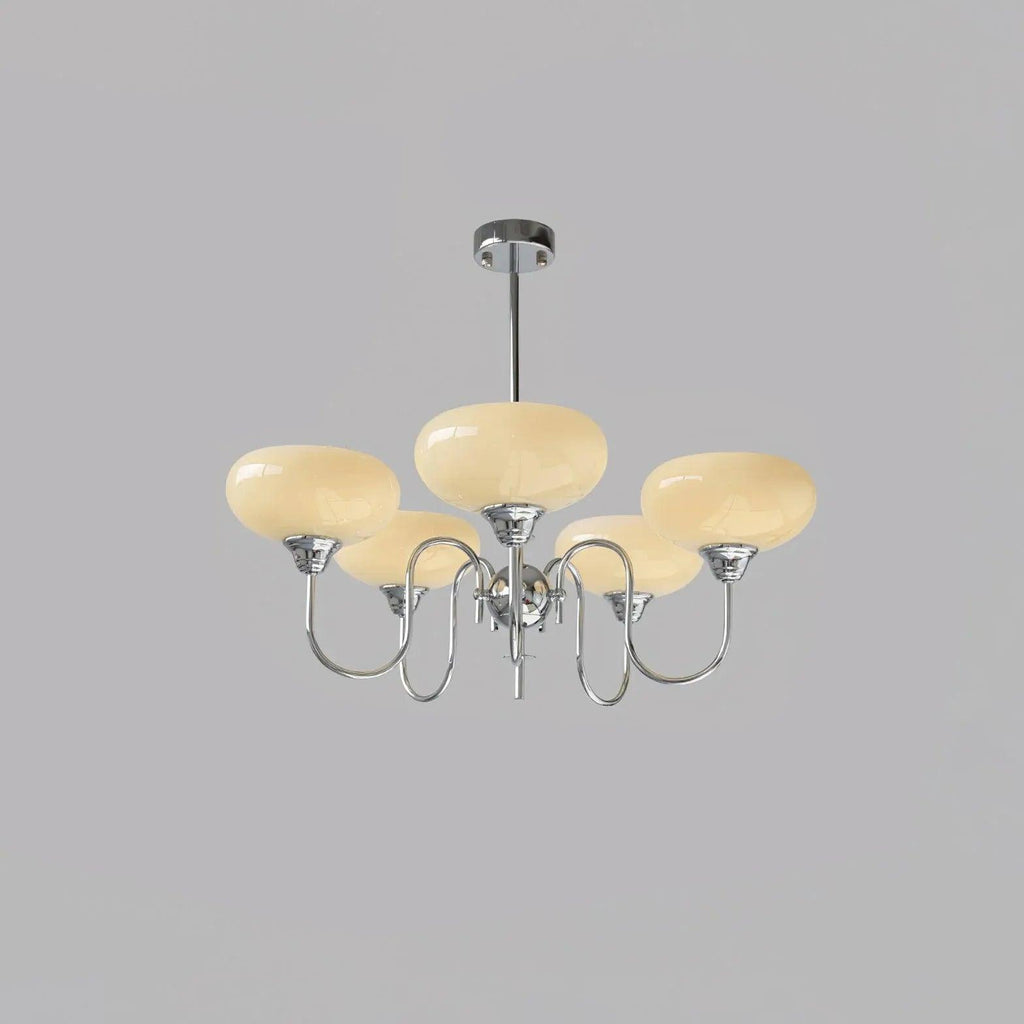 Franse vintage glazen hanglampen met melkglazen kap | livraina