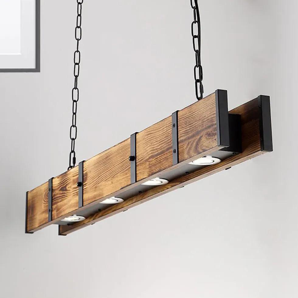 Lampă suspendată industrială din lemn, în stil vintage | livraina