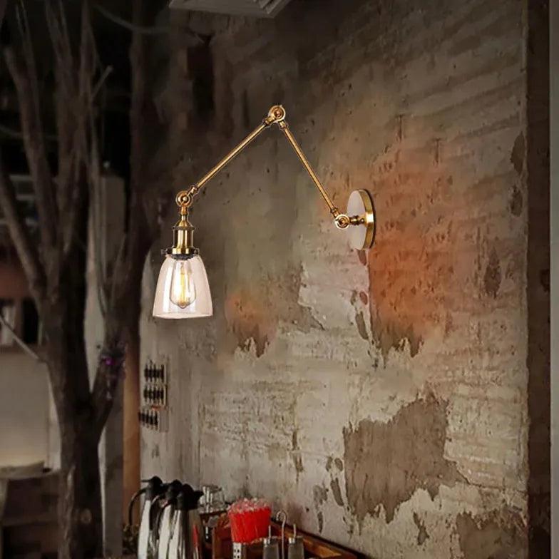 Schwarze Wandleuchte mit langem Arm im Messing-Eisen-Design | livraina