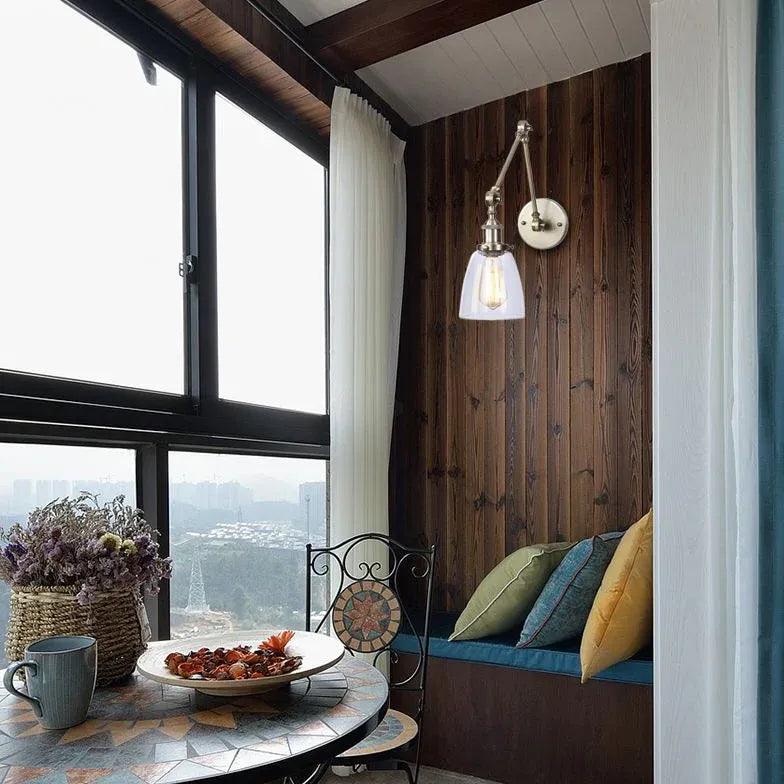 Schwarze Wandleuchte mit langem Arm im Messing-Eisen-Design | livraina