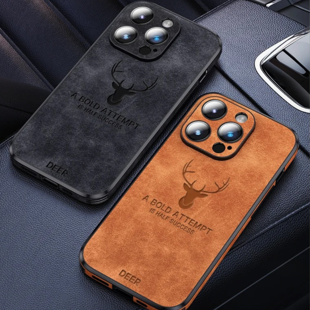 Funda delgada de cuero genuino para smartphone — Carcasa elegante y resistente a los golpes