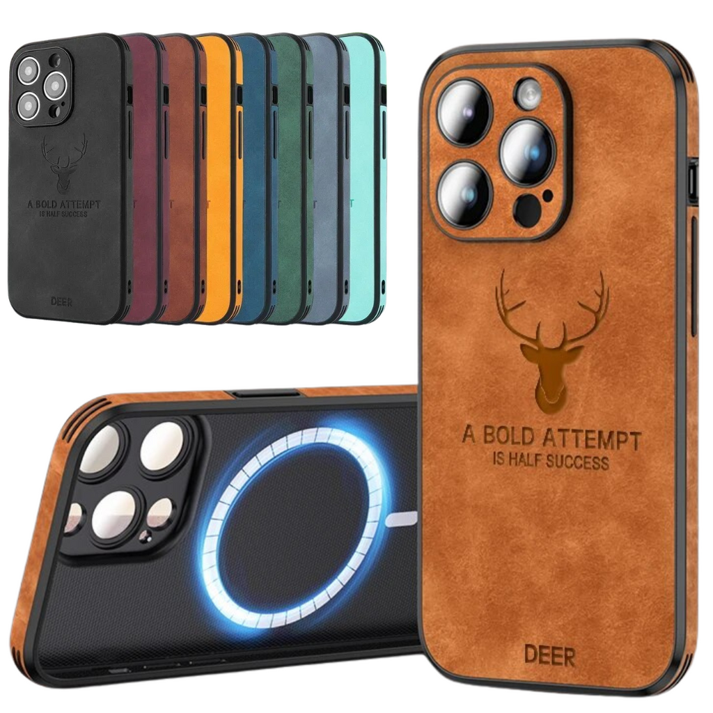 Funda delgada de cuero genuino para smartphone — Carcasa elegante y resistente a los golpes
