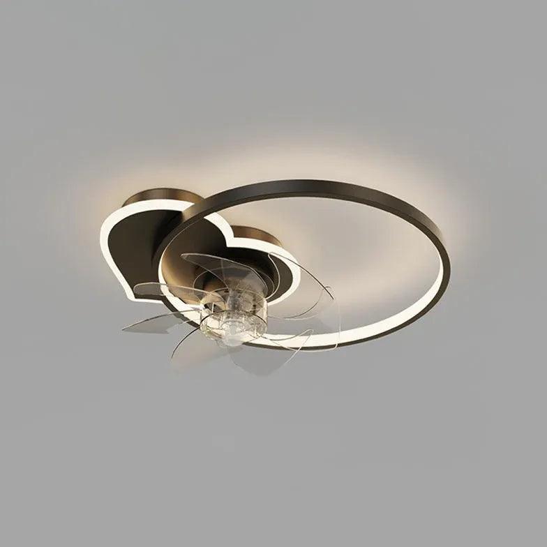 מאוורר תקרה שחור בצורת טבעת עם תאורה לחדר השינה | livraina
