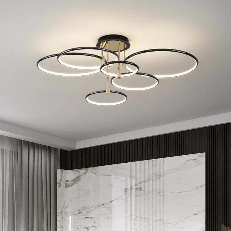 Černé moderní stropní světlo s kruhovým designem do obývacího pokoje | livraina