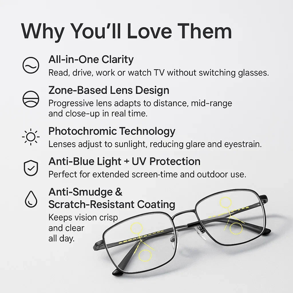 German Designed Progressive Eyeglasses — Clear Vision All Day