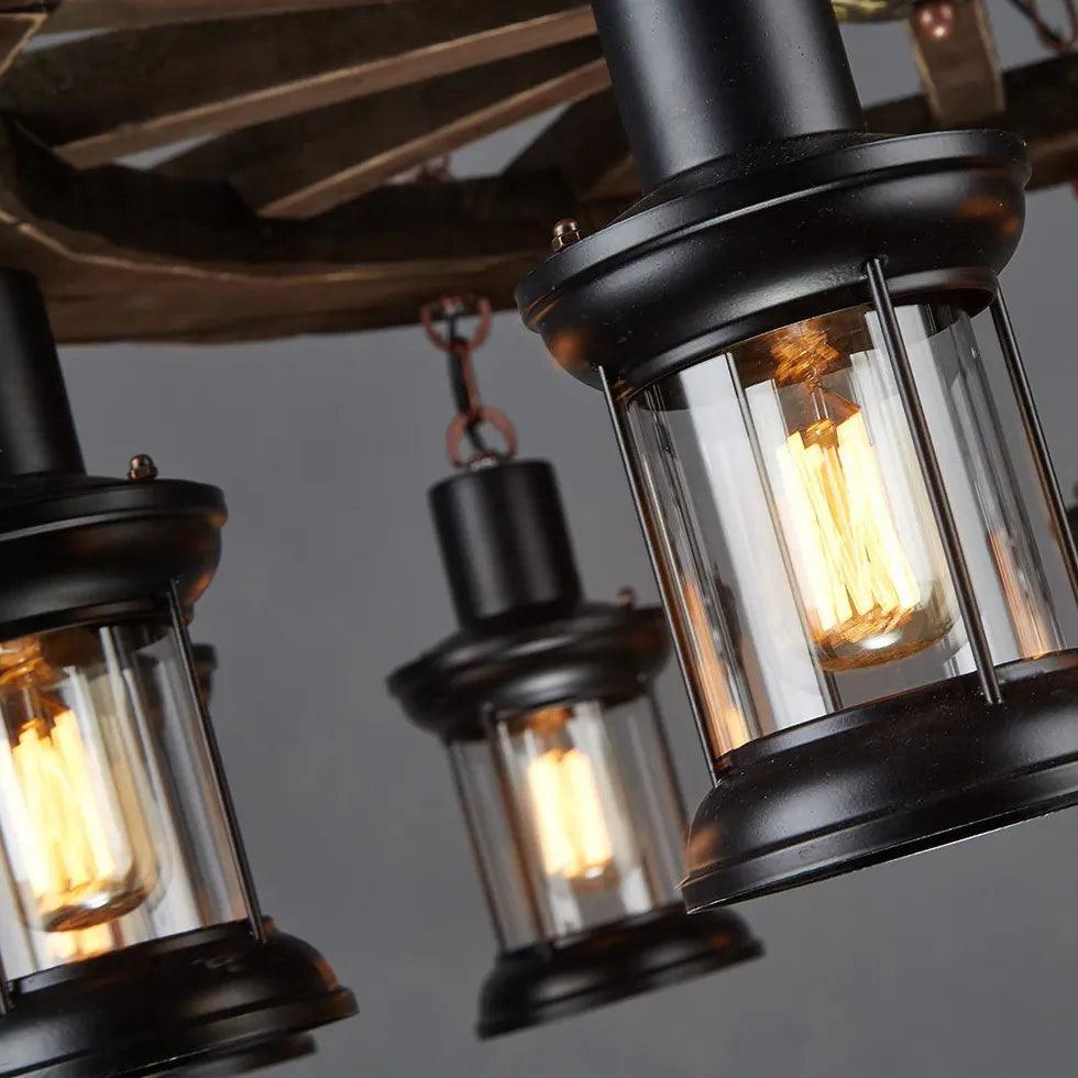 Industriële hanglamp met Amerikaanse scheepshoutdecoratie | livraina