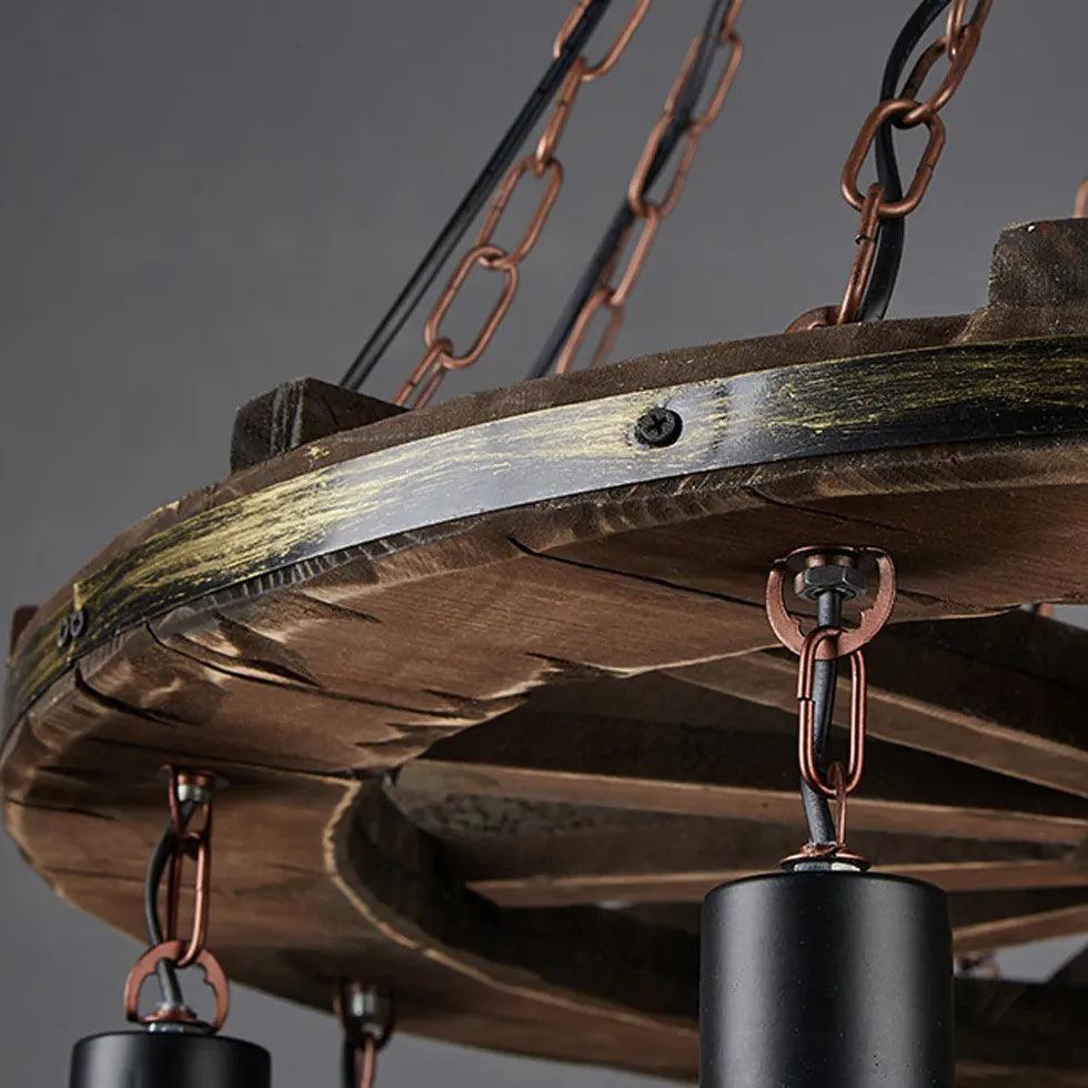 Industriële hanglamp met Amerikaanse scheepshoutdecoratie | livraina
