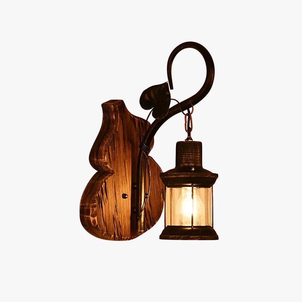 Lámpara de pared estadounidense de madera negra con forma de calabaza para sala de estar | livraina
