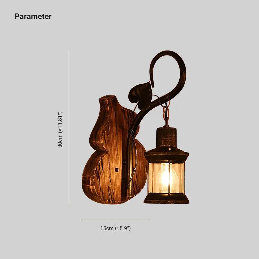 Lámpara de pared estadounidense de madera negra con forma de calabaza para sala de estar | livraina