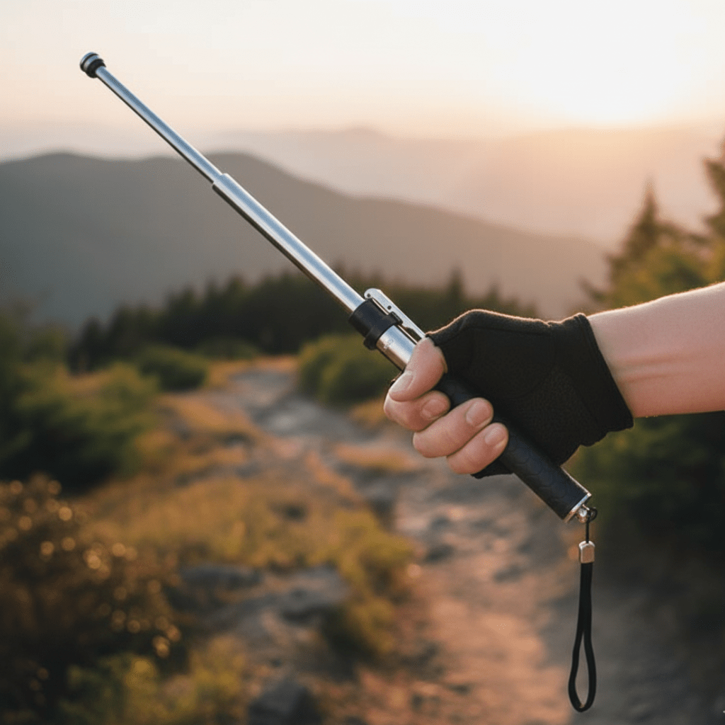 Sentinel Trek-käpp — fälls automatiskt ut, promenadkäpp för självförsvar