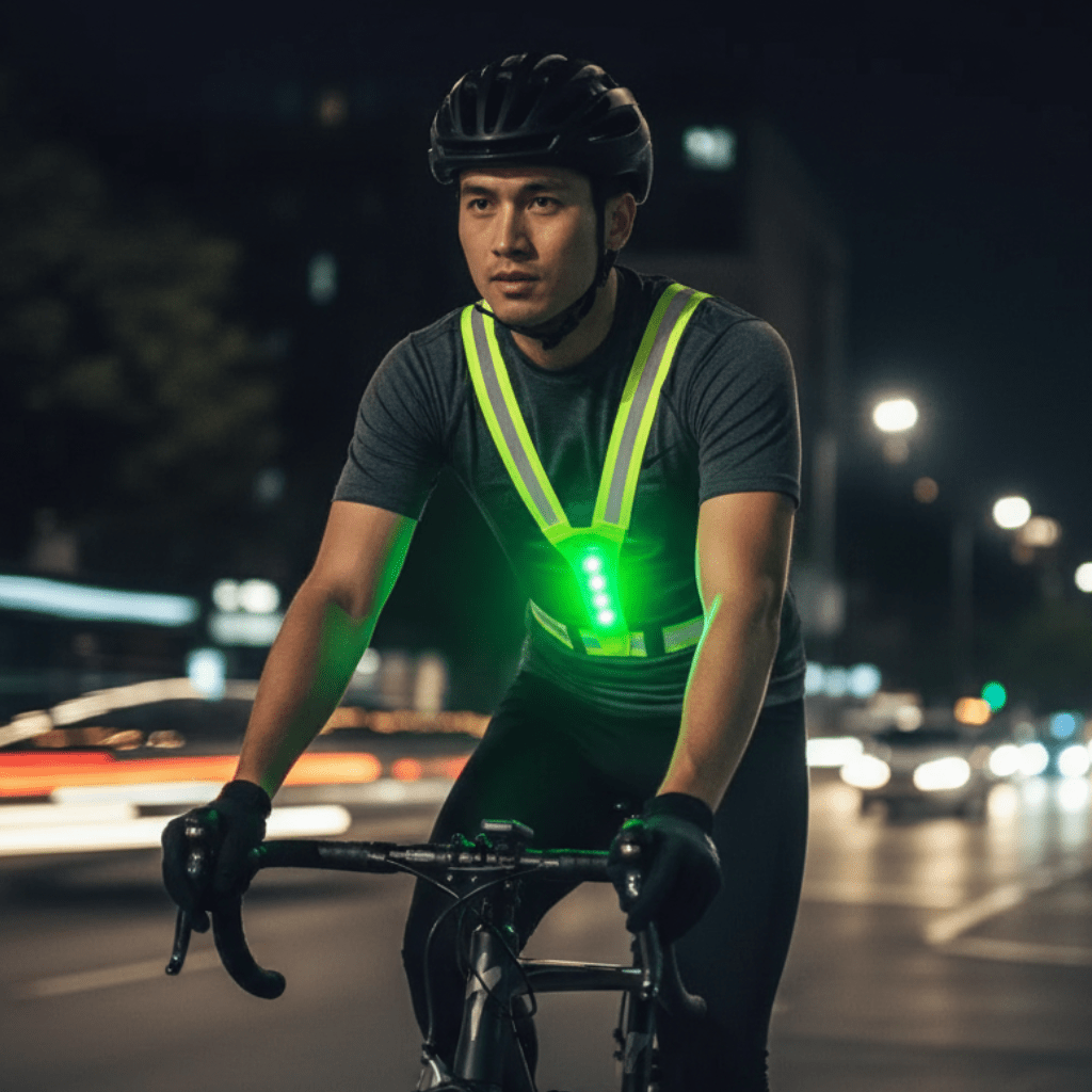 Reflexní běžecká vesta LumaRun s LED — nastavitelná viditelnost 360°