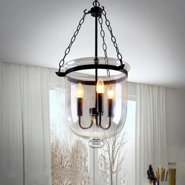 Industriell hinkformad pendellampa i glas i amerikansk stil | livraina