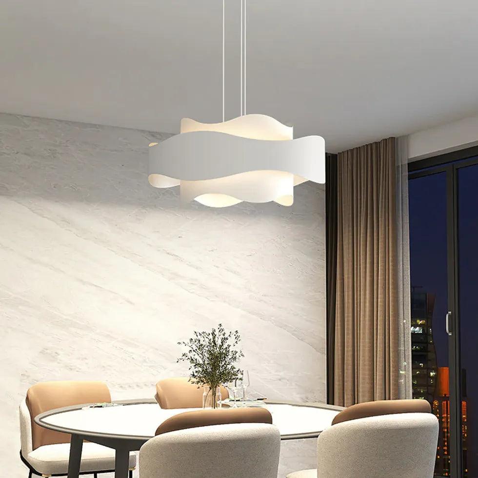 Kremfarget blomsterformet LED-pendeltaklampe til spisestuen | livraina