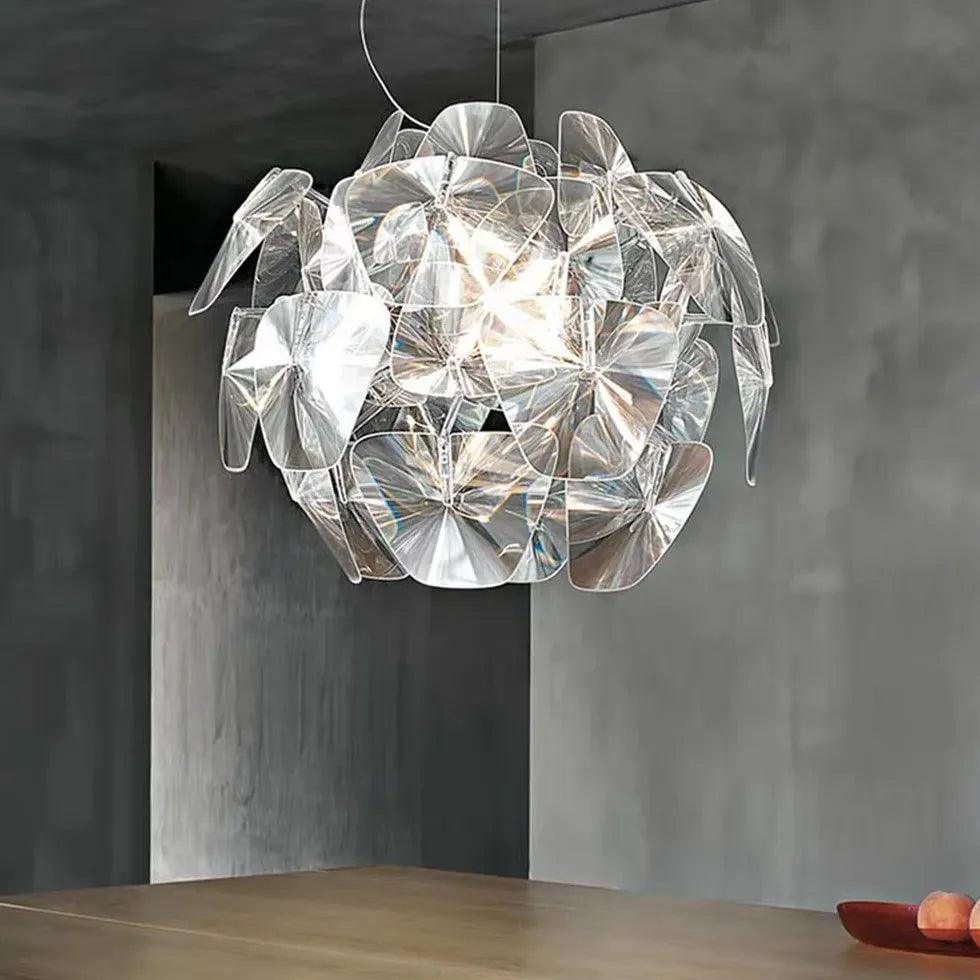 Appelvormige hanglamp met Scandinavisch acryl- en laserontwerp | livraina