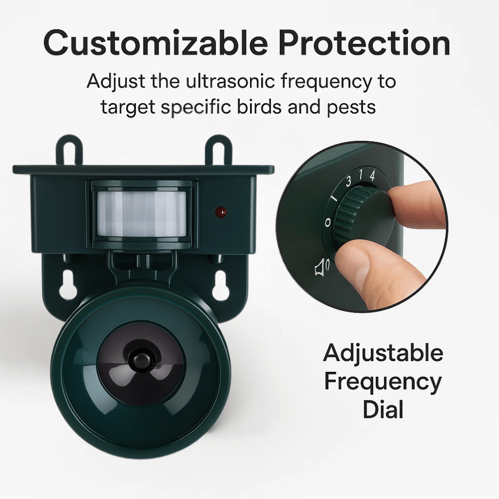 Répulsif à oiseaux à détection de mouvement FeatherGuard Pro — Répulsion sonore