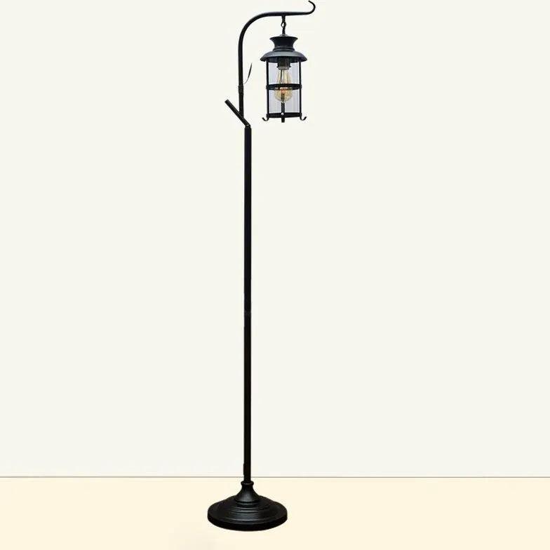 Industriell moderne gulvlampe i svart jern med bord | livraina