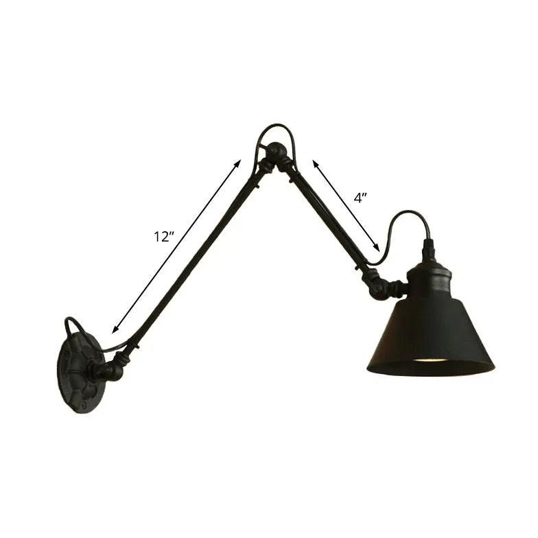 Justerbar vintagevägglampa i industriell stil med LED och järn | livraina