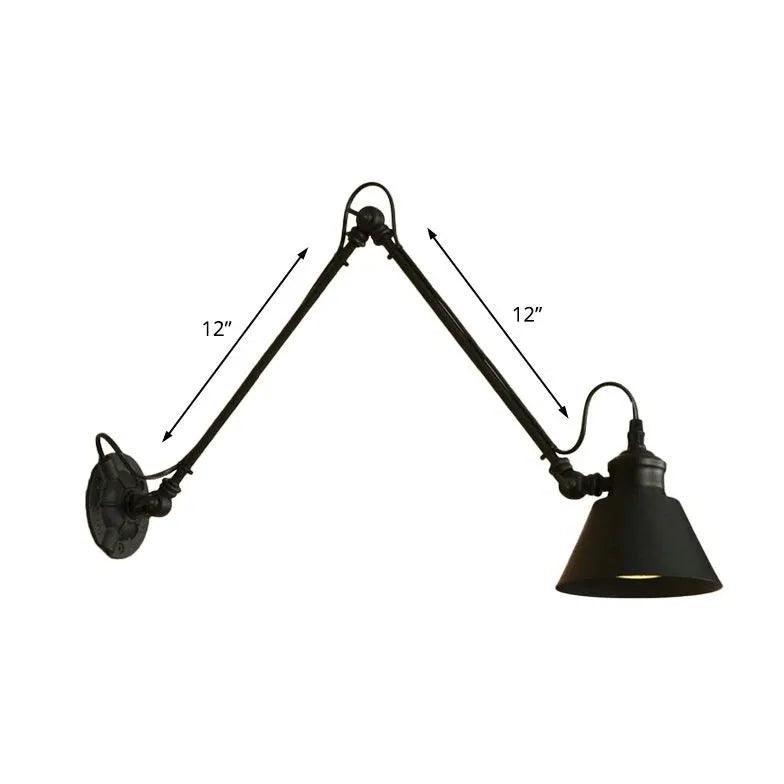 Justerbar vintagevägglampa i industriell stil med LED och järn | livraina