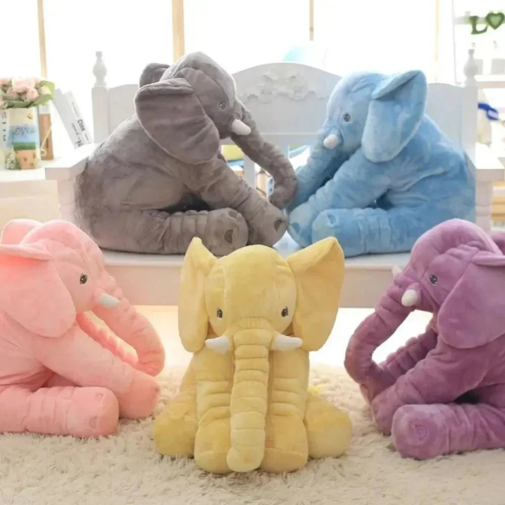 Plyšový polštářek ve tvaru slona CuddlePals — měkký mazlící polštář pro děti