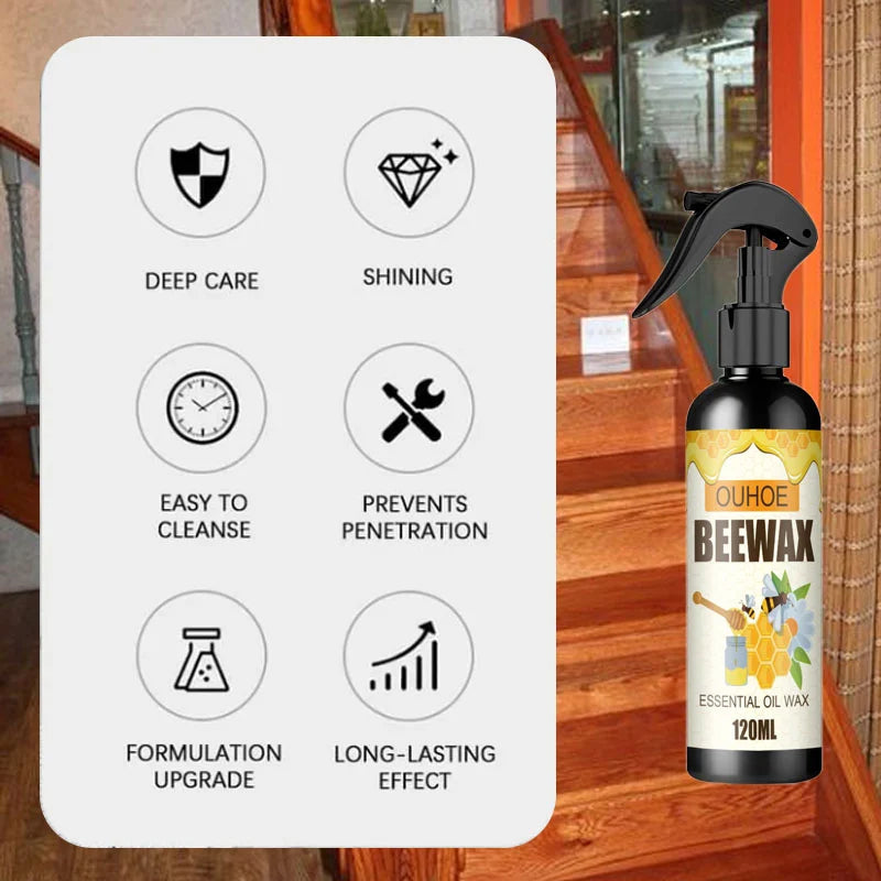 Spray per la cura delle superfici naturali con cera d'api per la manutenzione del legno | livraina