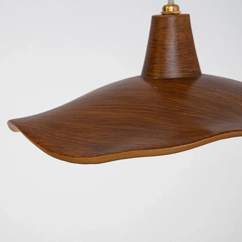 Lámpara colgante de techo contemporánea con disco de nogal para comedor | livraina