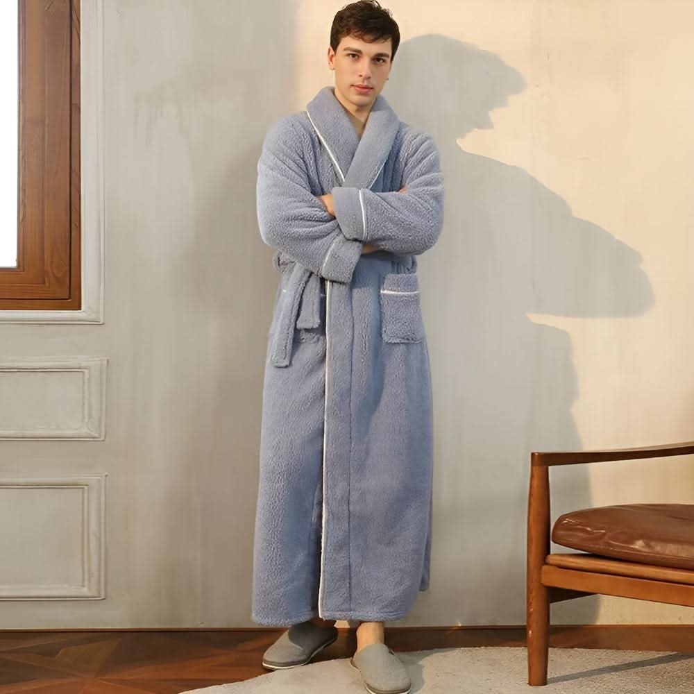 Vestaglia in pile sherpa color corallo alba — Colletto a scialle morbido, scollo aderente