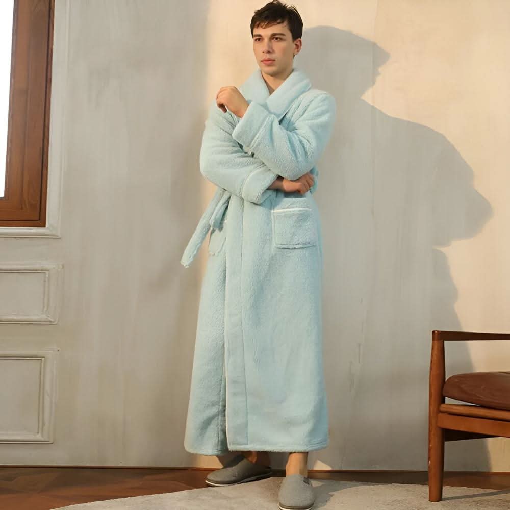 Vestaglia in pile sherpa color corallo alba — Colletto a scialle morbido, scollo aderente