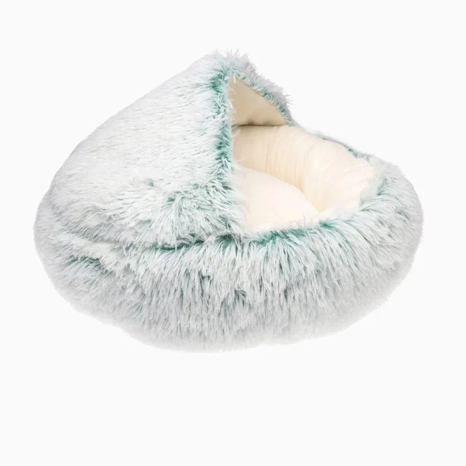 Cozy Haven lugnande bädd formad som ett bo för oroliga hundar och katter