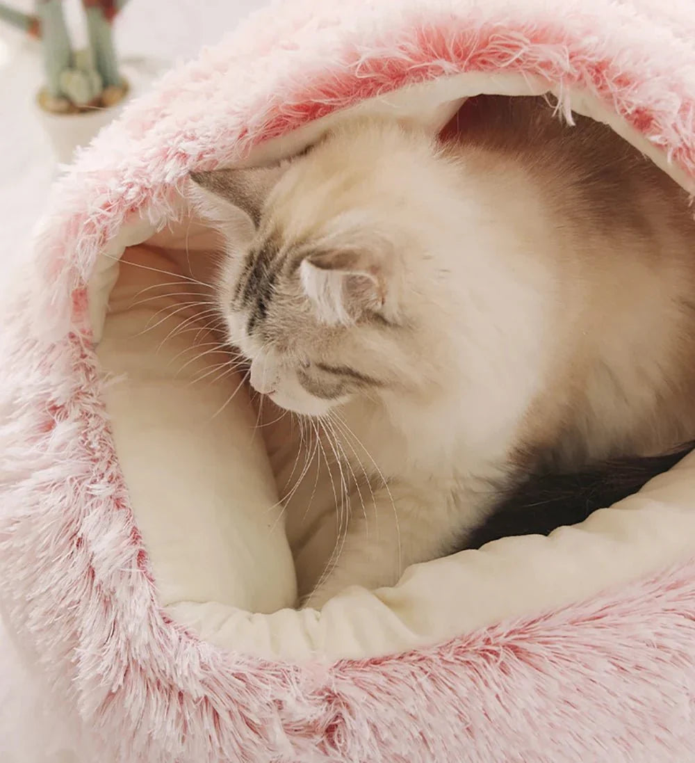 Cozy Haven lugnande bädd formad som ett bo för oroliga hundar och katter