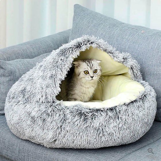 Cozy Haven lugnande bädd formad som ett bo för oroliga hundar och katter