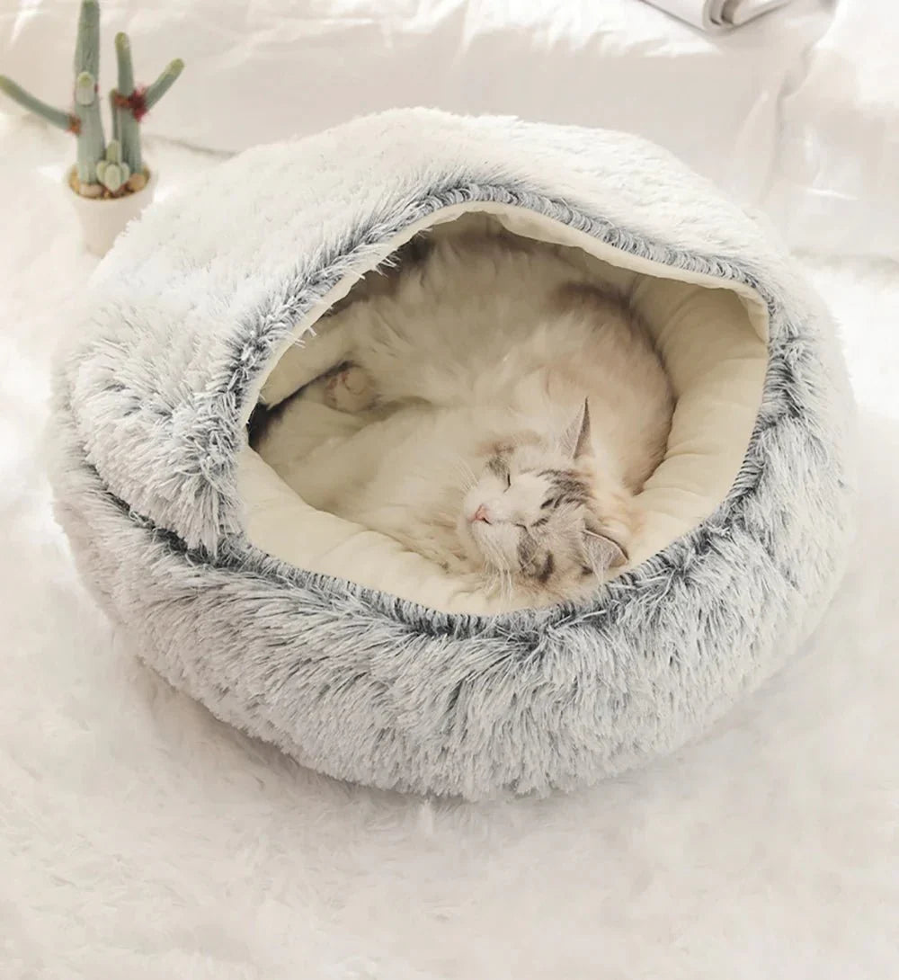 Cozy Haven lugnande bädd formad som ett bo för oroliga hundar och katter