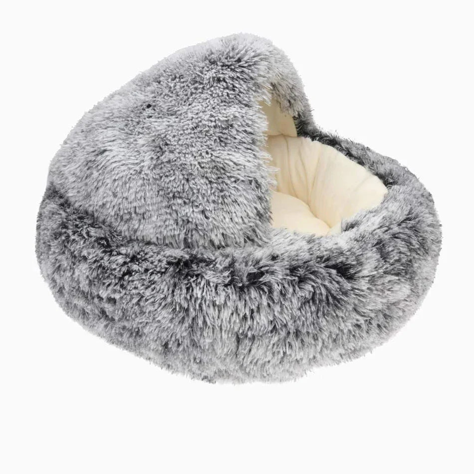 Cozy Haven lugnande bädd formad som ett bo för oroliga hundar och katter