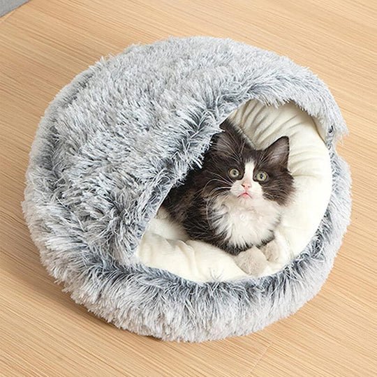 Cozy Haven lugnande bädd formad som ett bo för oroliga hundar och katter