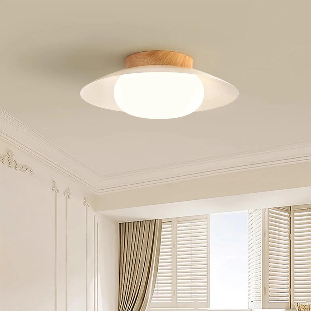 Cremefarbene Holz-Deckenleuchte für das Schlafzimmer | livraina