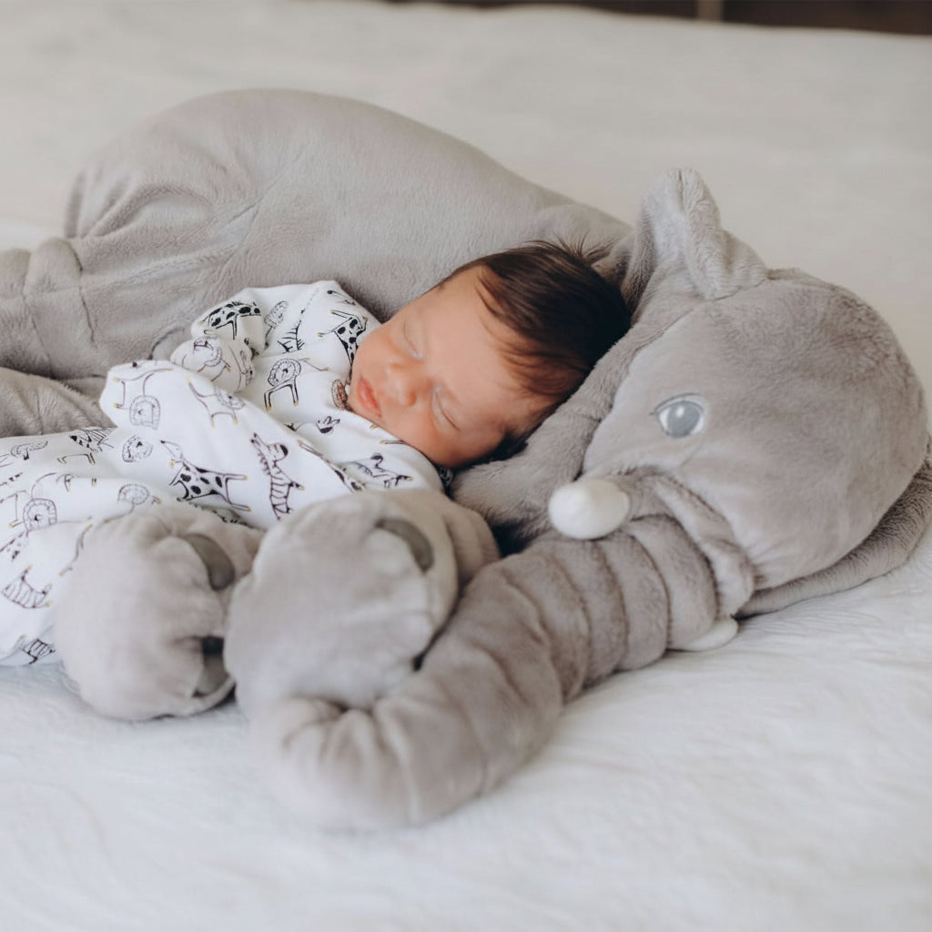 Plyšový polštářek ve tvaru slona CuddlePals — měkký mazlící polštář pro děti