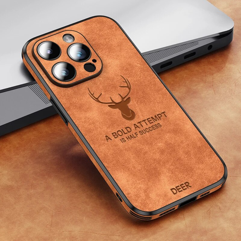 Funda delgada de cuero genuino para smartphone — Carcasa elegante y resistente a los golpes
