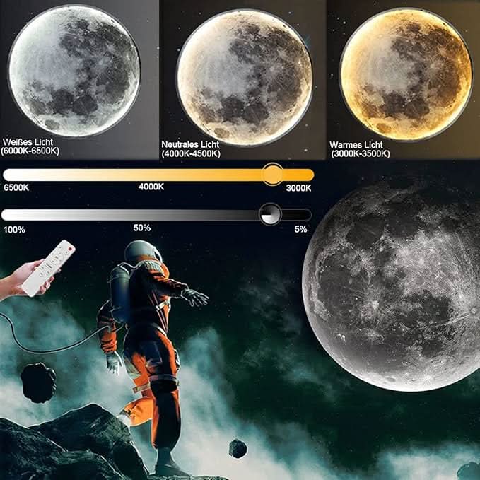 Lampe lunaire LunaGlow — Surface lunaire réaliste, lumière apaisante