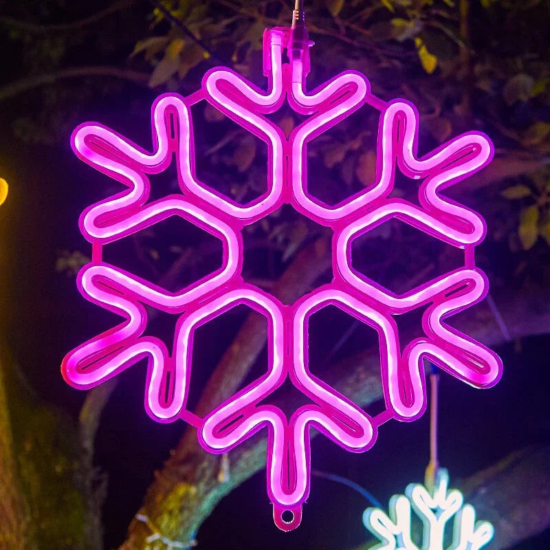 שרשרת אורות LED בצורת פתיתי שלג - קישוט חורף חגיגי עמיד למים