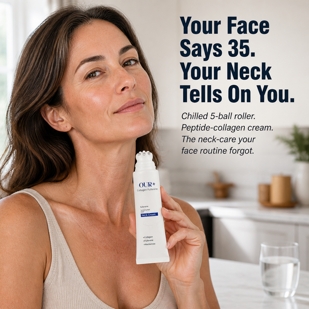 NeckLift Radiance | Netezește ridurile gâtului cauzate de tehnologie cu ajutorul cremei cu peptide și 5 bile răcite | livraina