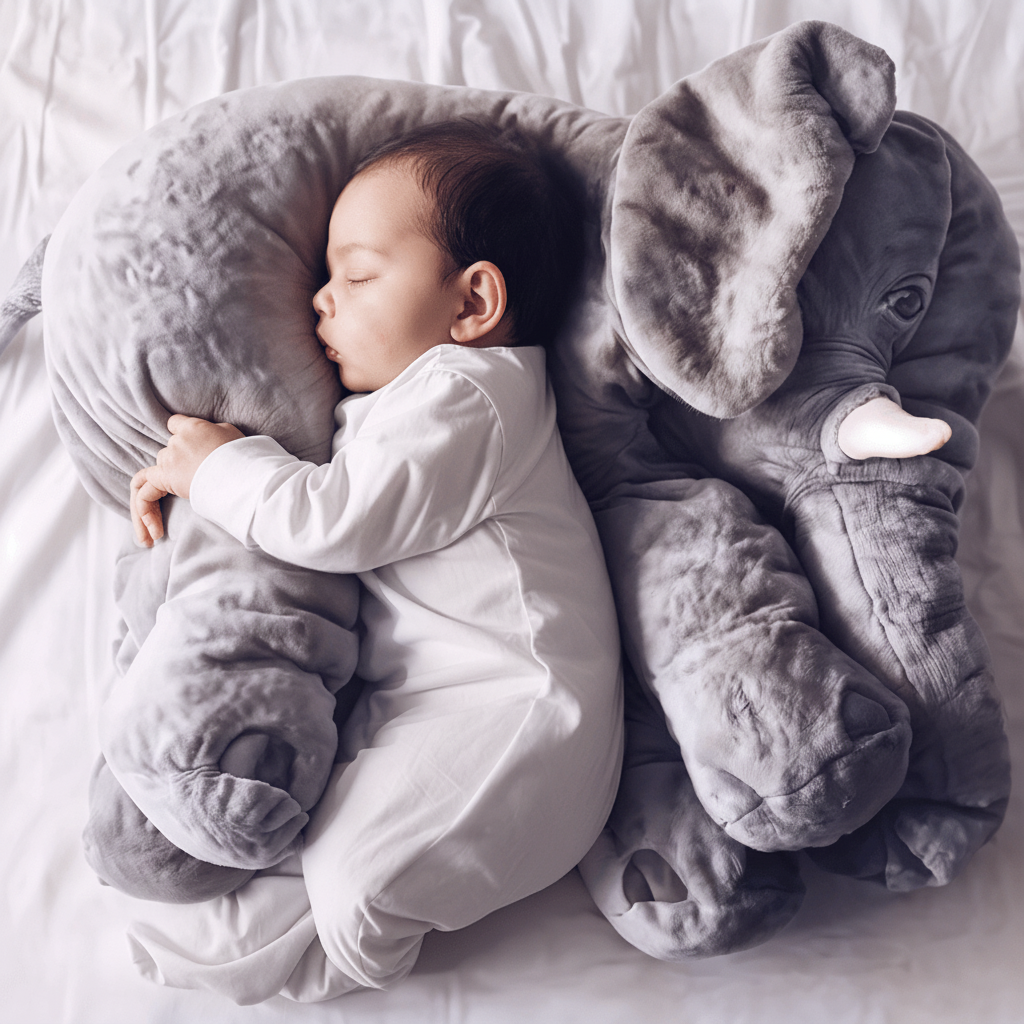Plyšový polštářek ve tvaru slona CuddlePals — měkký mazlící polštář pro děti