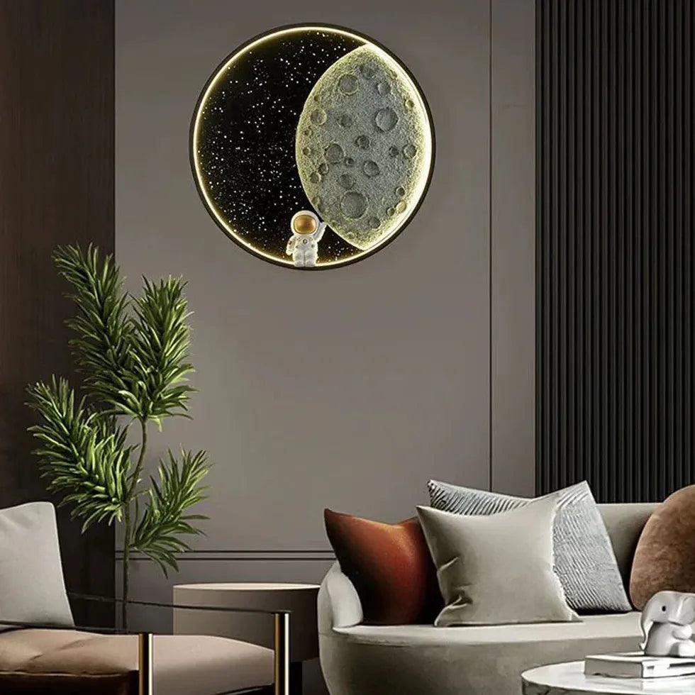 Kreative runde Mond-LED-Wandleuchte für das Wohnzimmer | livraina