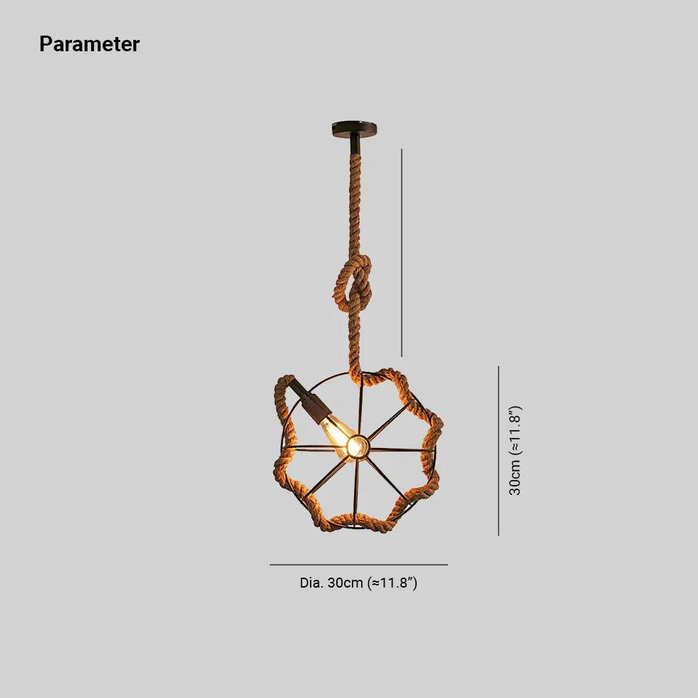 Teollistyyliset köysikoristeiset rautaiset palloriippuvalaisimet vintage-metallia | livraina