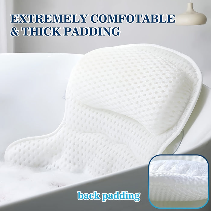 Almofada ergonómica para banheira — almofada de spa em malha e seis ventosas antiderrapantes